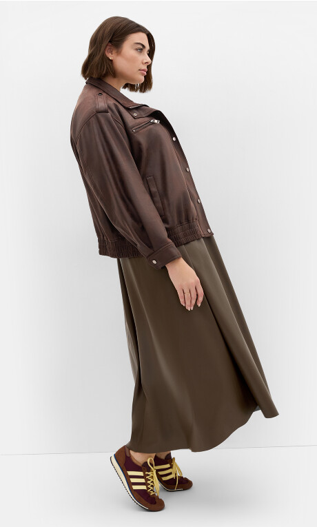 Plus Size Sarah Faux Leather Skirt - Chocolate