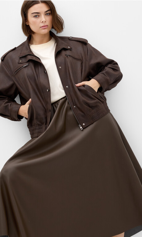 Plus Size Sarah Faux Leather Skirt - Chocolate