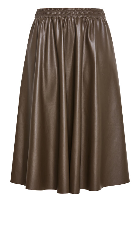 Plus Size Sarah Faux Leather Skirt - Chocolate