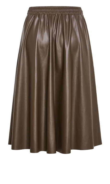 Plus Size Sarah Faux Leather Skirt - Chocolate