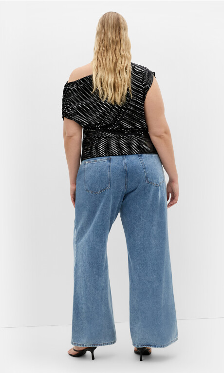 Plus Size Shimmy Off Shoulder Top - Black