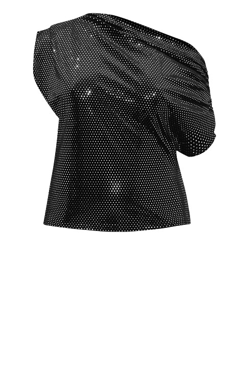 Plus Size Shimmy Off Shoulder Top - Black