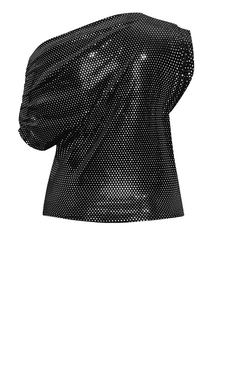 Plus Size Shimmy Off Shoulder Top - Black