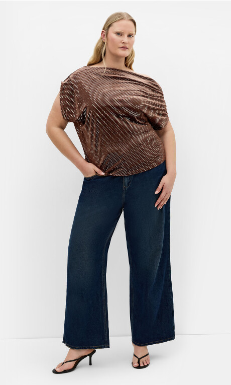 Plus Size Shimmy Off Shoulder Top - Bronze