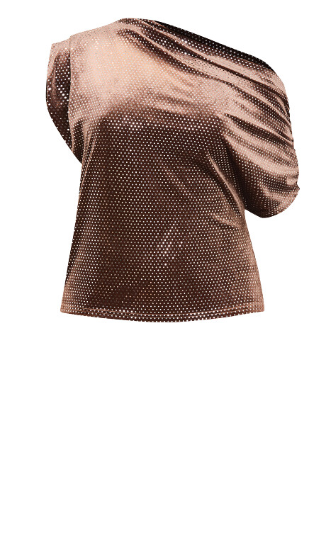 Plus Size Shimmy Off Shoulder Top - Bronze