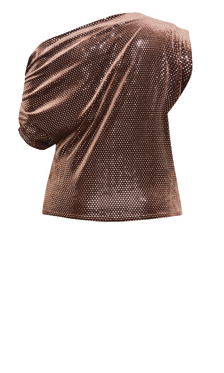 Plus Size Shimmy Off Shoulder Top - Bronze