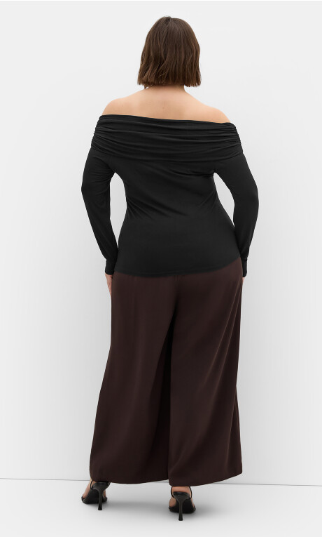 Plus Size Buckle Detail Top - Black