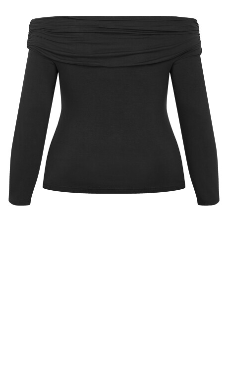 Plus Size Buckle Detail Top - Black