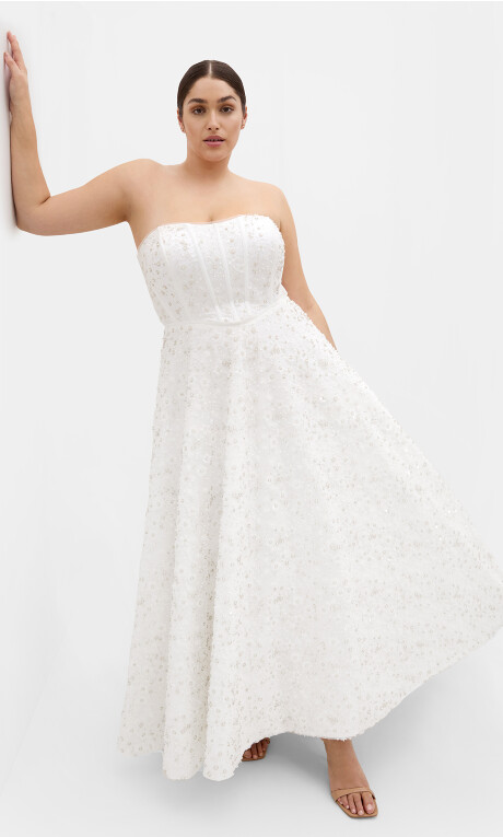 Plus Size Magnetise Strapless Maxi Dress - ivory