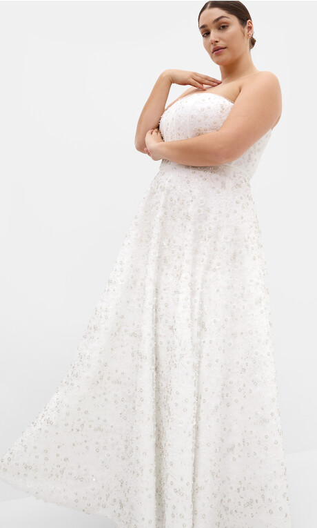 Plus Size Magnetise Strapless Maxi Dress - ivory