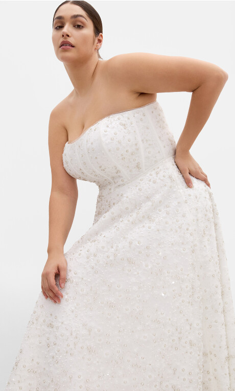 Plus Size Magnetise Strapless Maxi Dress - ivory