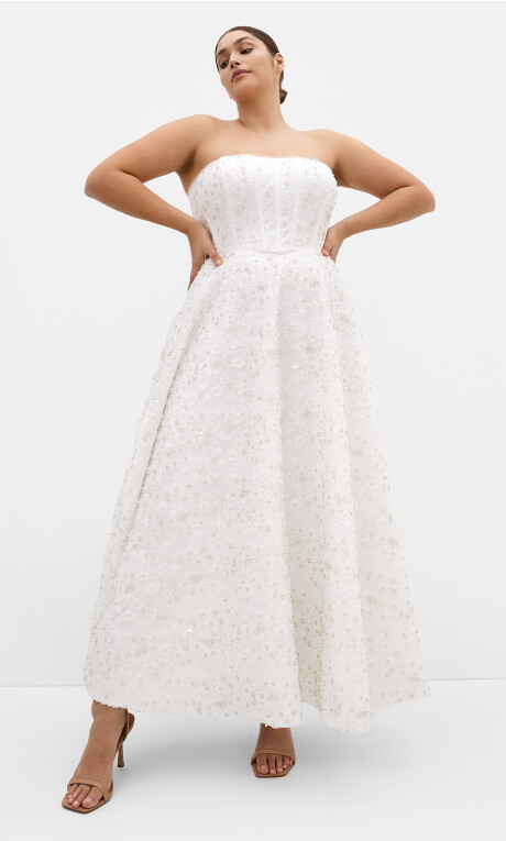 Plus Size Magnetise Strapless Maxi Dress - ivory