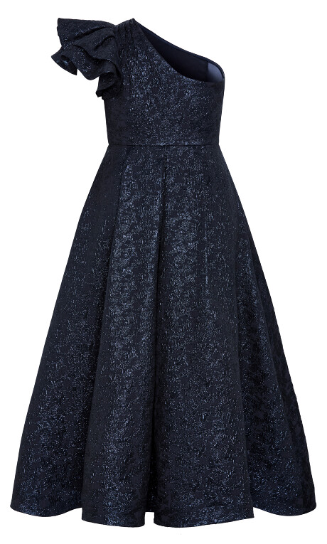 Plus Size Gilded Beauty One Shoulder Maxi Dress - navy