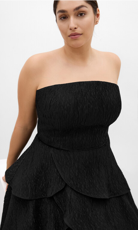 Plus Size Elizabeth Tiered Frill Maxi Dress - black