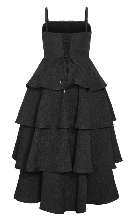 Plus Size Elizabeth Tiered Frill Maxi Dress - black