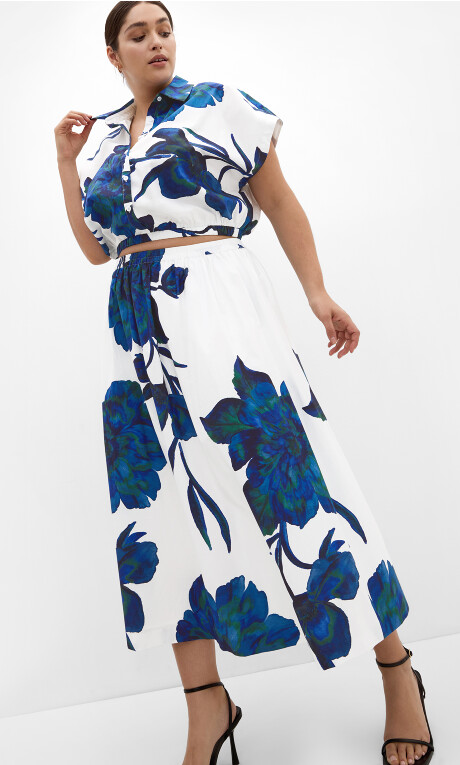 Plus Size SHIRT VACAY D PRT - Floretta Blue