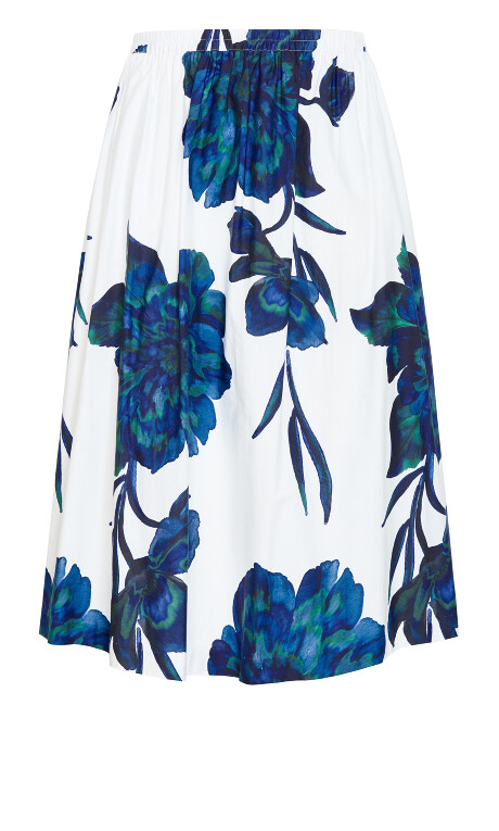 Plus Size SKIRT VACAY D PRT - Floretta Blue
