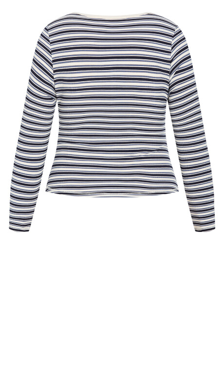 Plus Size Cardi Stripe - Navy Cream Stripe