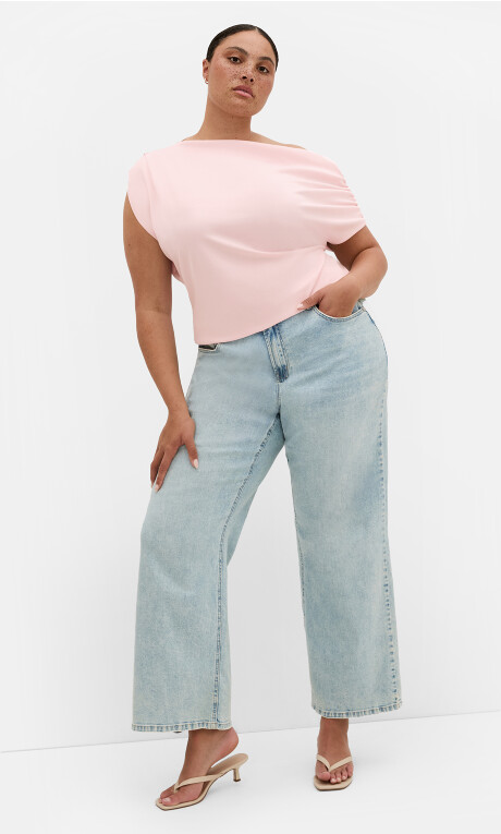 Plus Size Imani Off Shoulder Top - heavenly pink