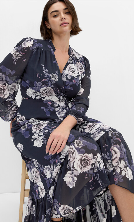 Plus Size Maxi Jane - Navy Rosebud