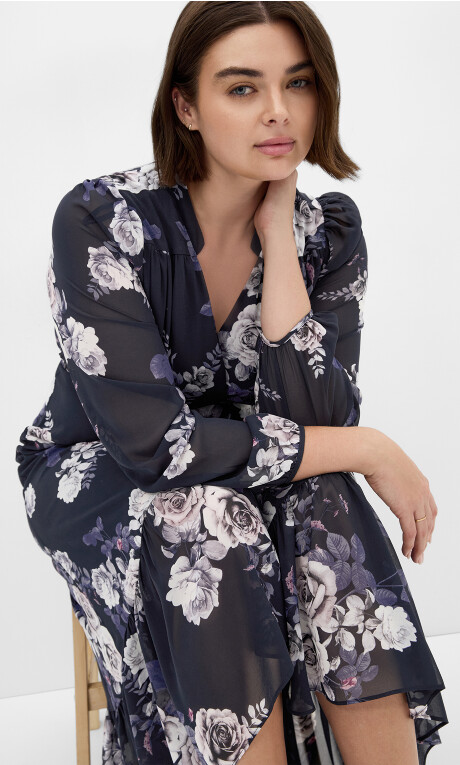 Plus Size Maxi Jane - Navy Rosebud
