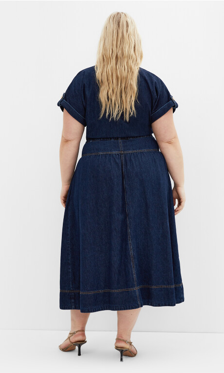 Plus Size DRESS DENIM ARI - DARK DENIM