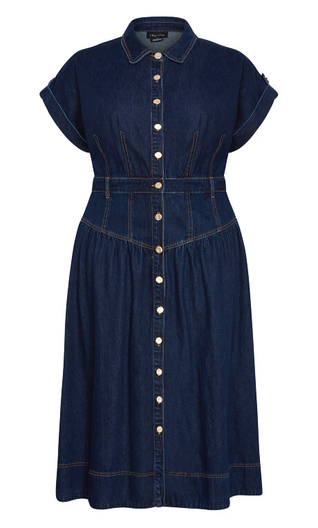 Plus Size DRESS DENIM ARI - DARK DENIM