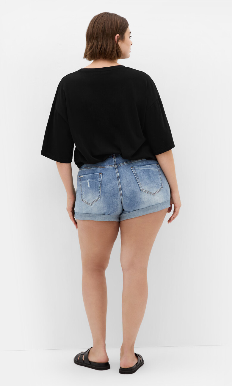 Denim Cuff Short - denim