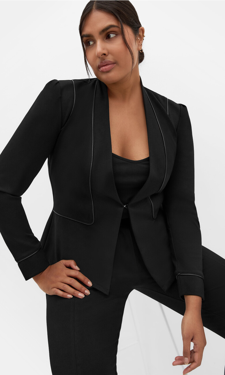 Plus Size Piping Praise Jacket - black