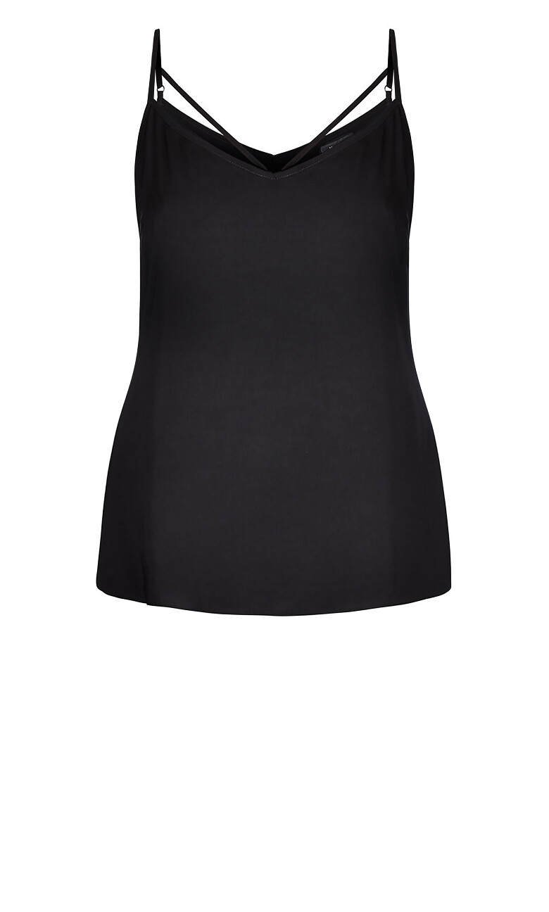Strappy Woven Cami - black