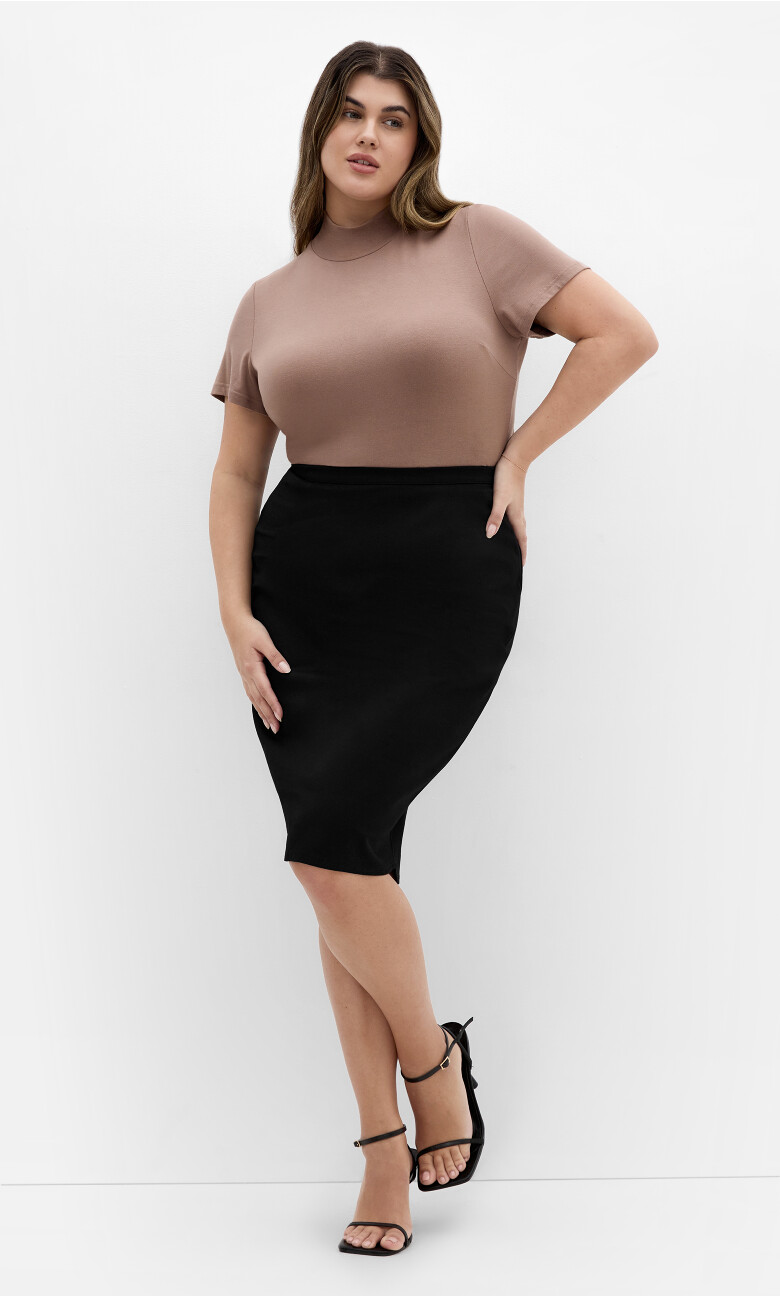Plus Size Midi Tube Skirt - black