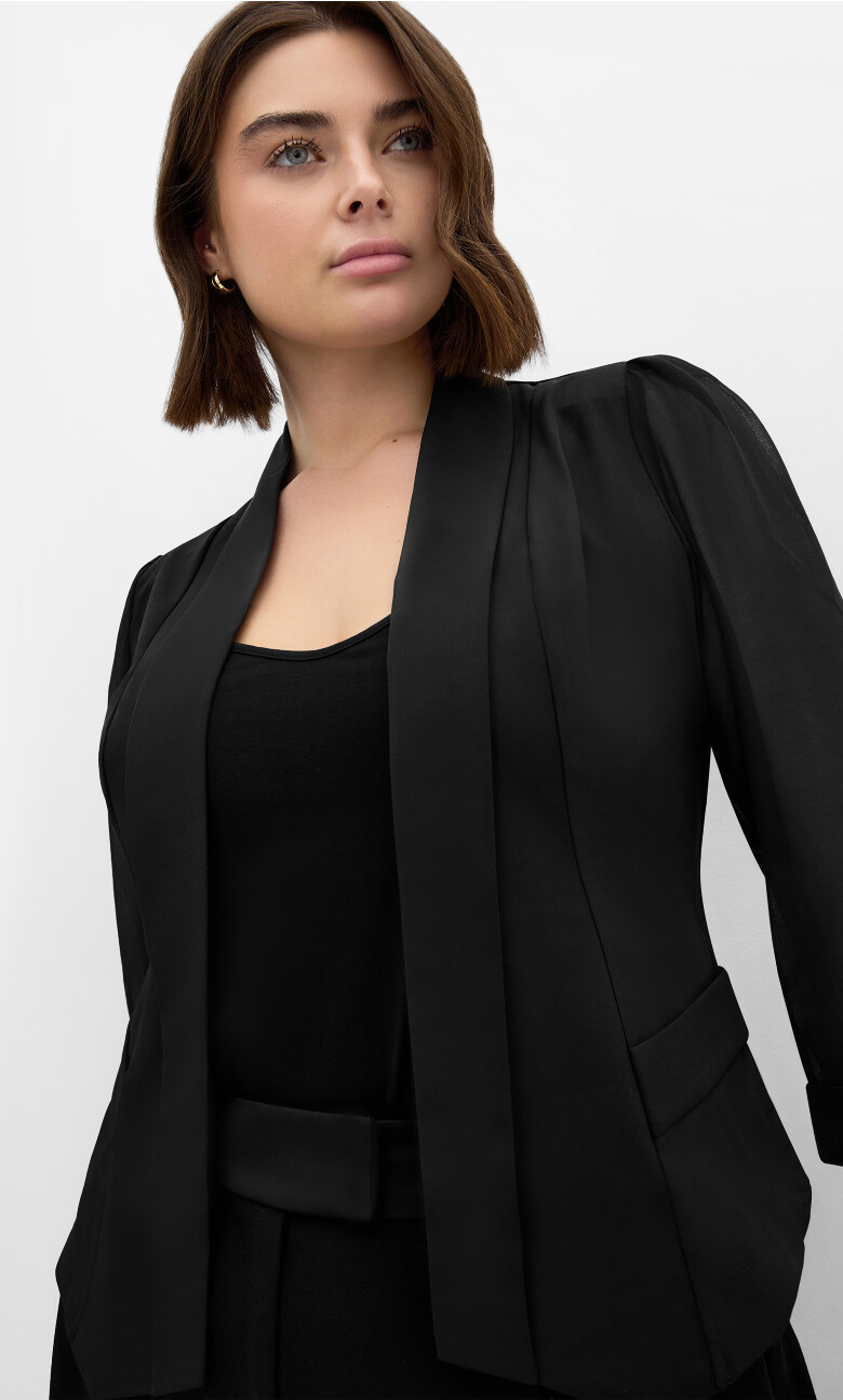 Plus Size Drapey Blazer Jacket - black