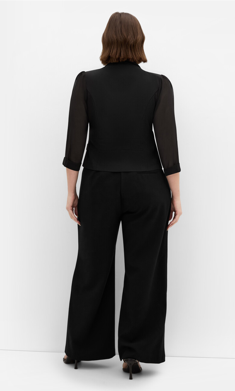 Drapey Sheer Chiffon Blazer Jacket - black