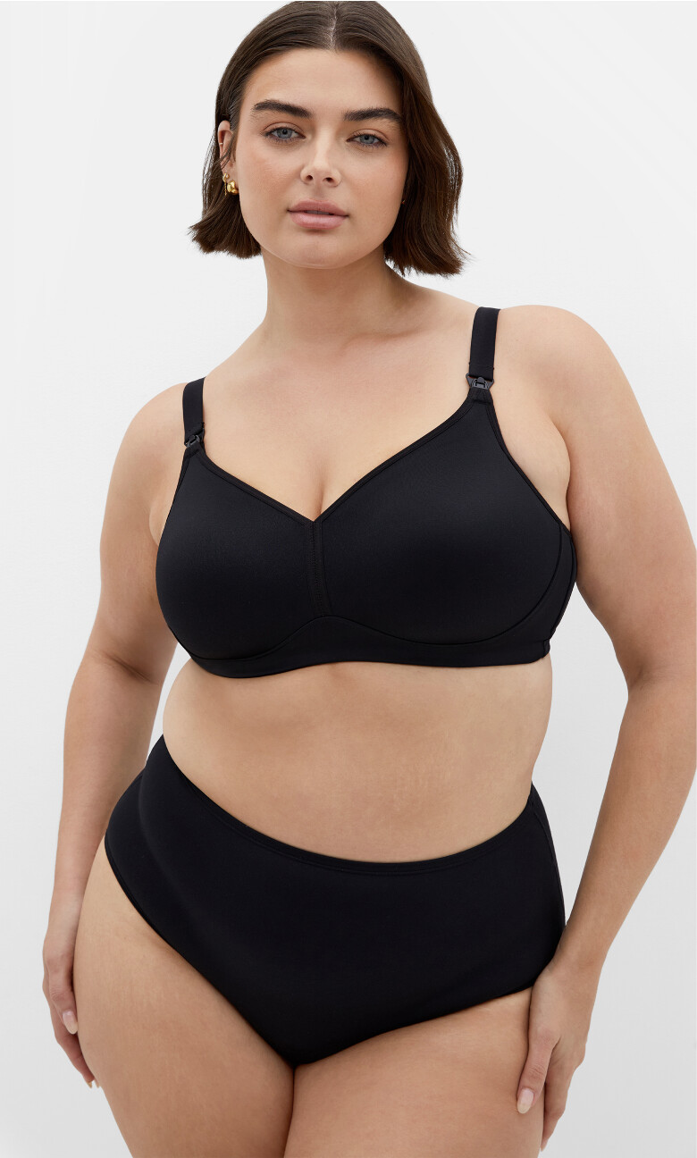 Plus Size Wireless  Maternity Bra - black