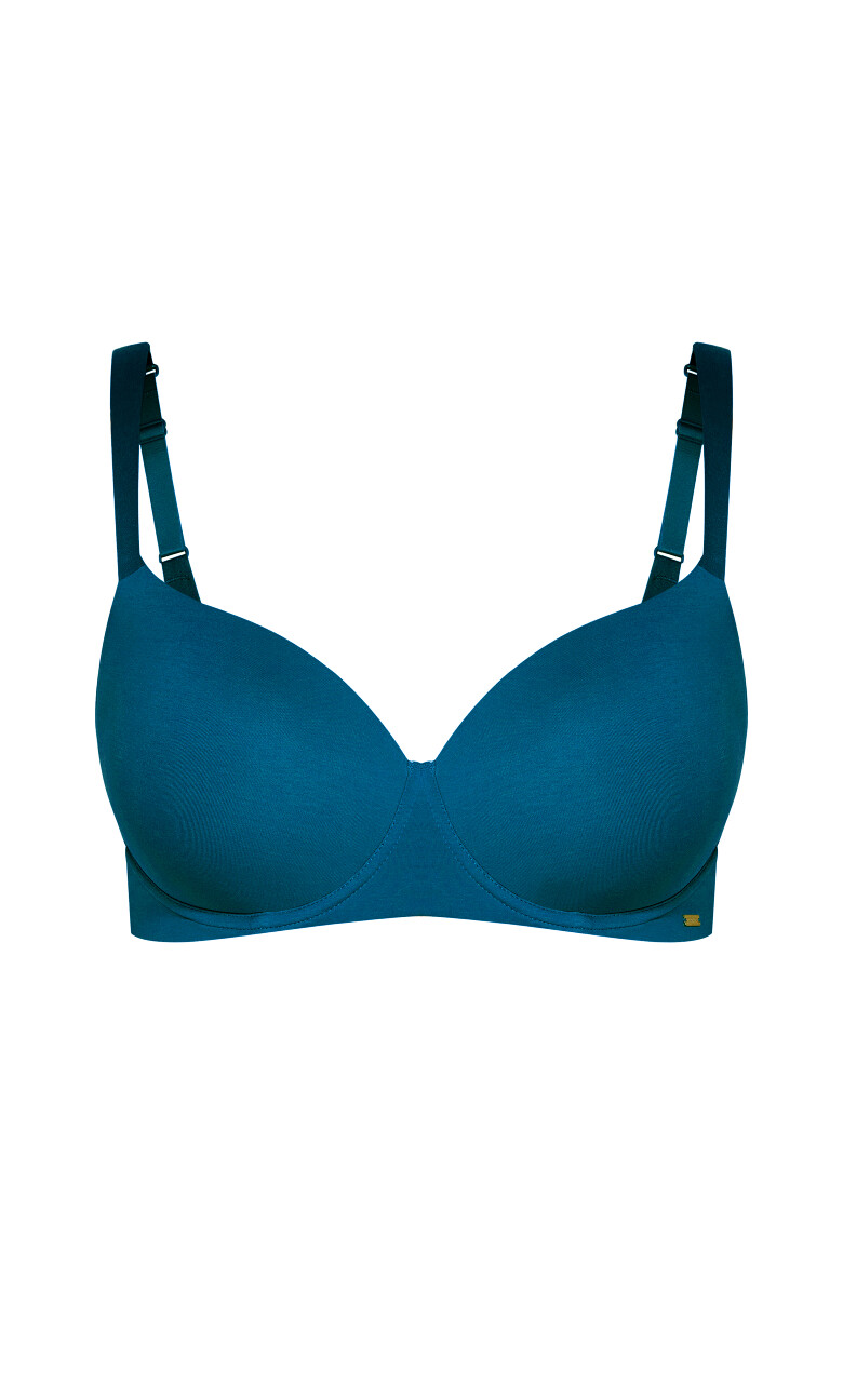 Smooth & Chic Cotton T-Shirt Bra - poseidon