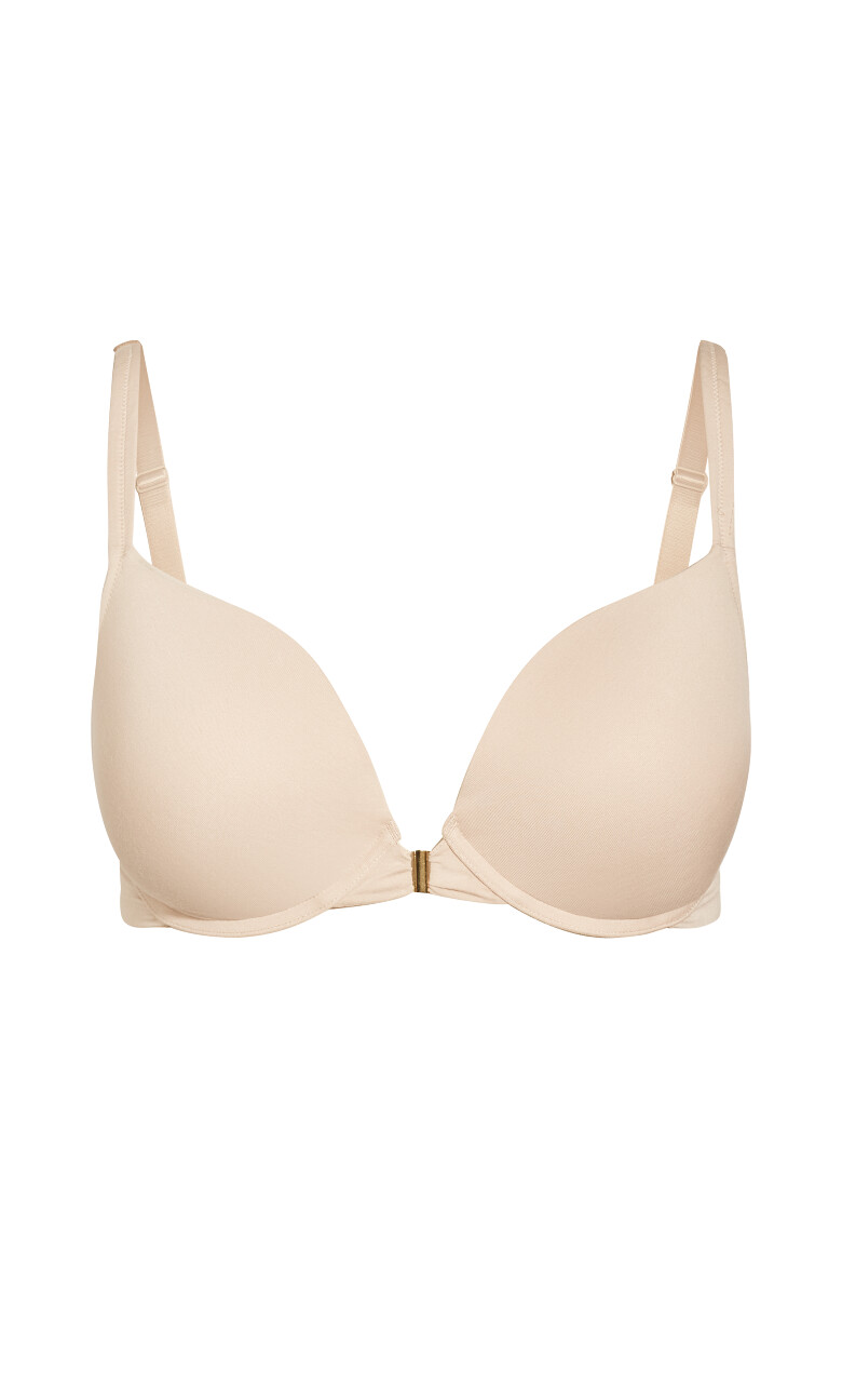 Smooth & Chic Front Close Cotton Push Up Bra - latte