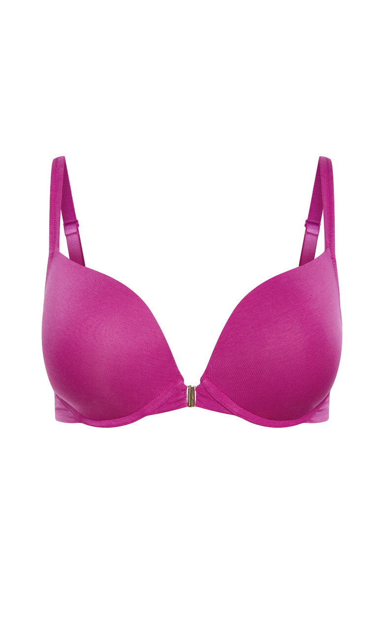Smooth & Chic Front Close Cotton Push Up Bra - magenta