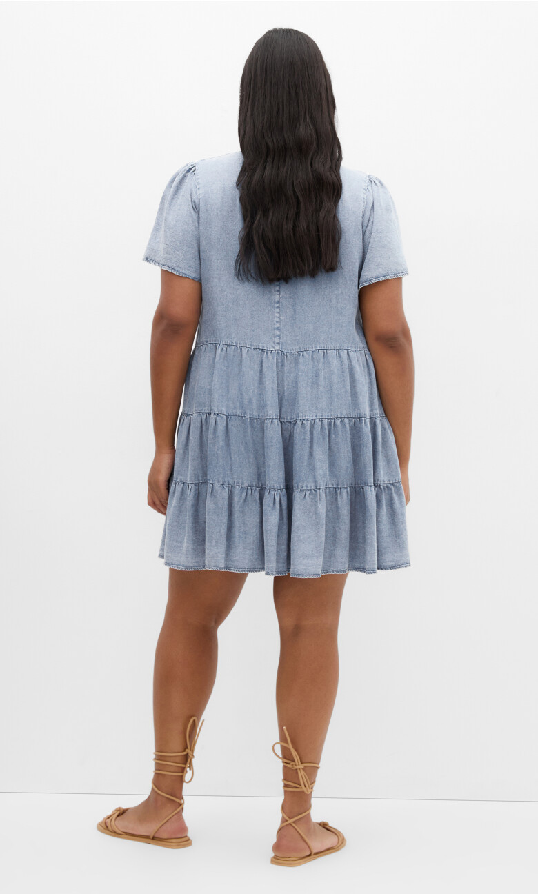Denim Tier Dress - light wash
