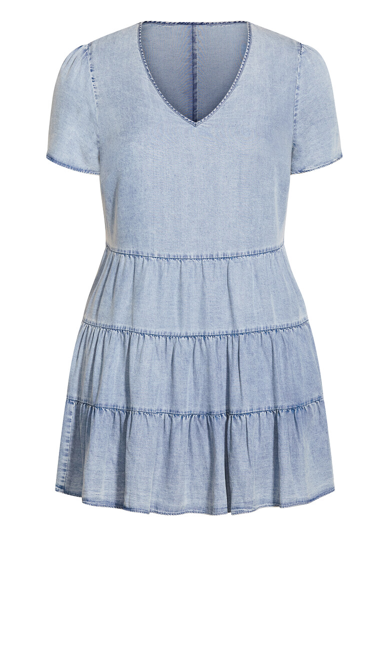 Denim Tier Dress - light wash