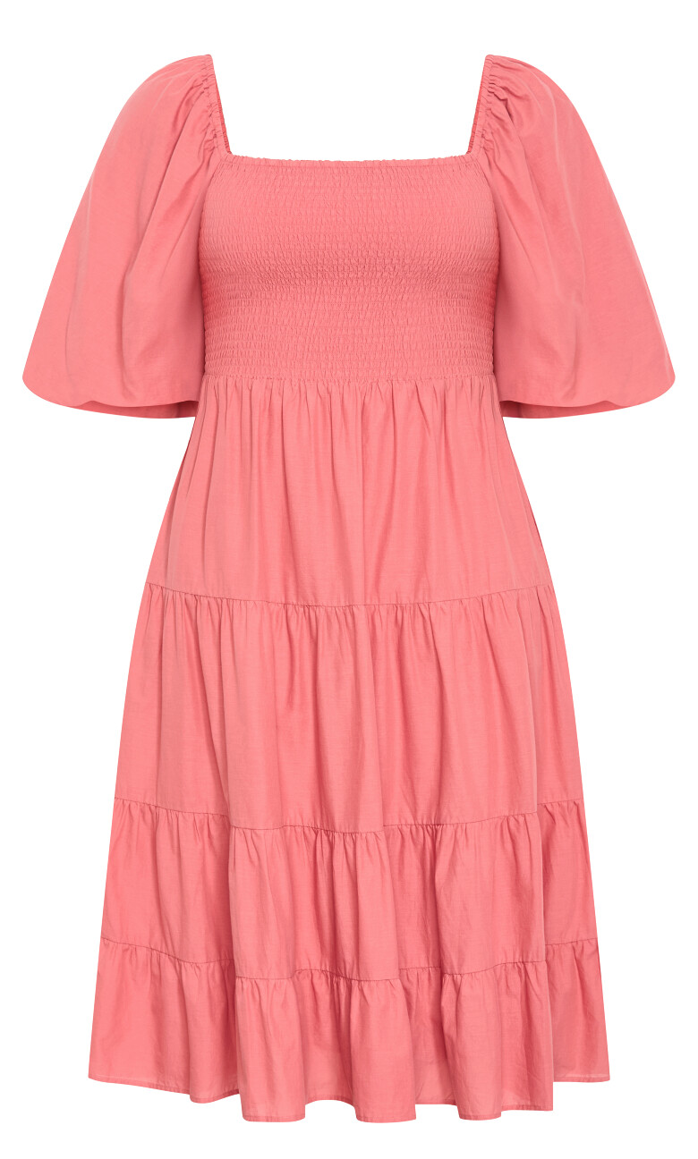 Ariella Tier Midi Dress - peach