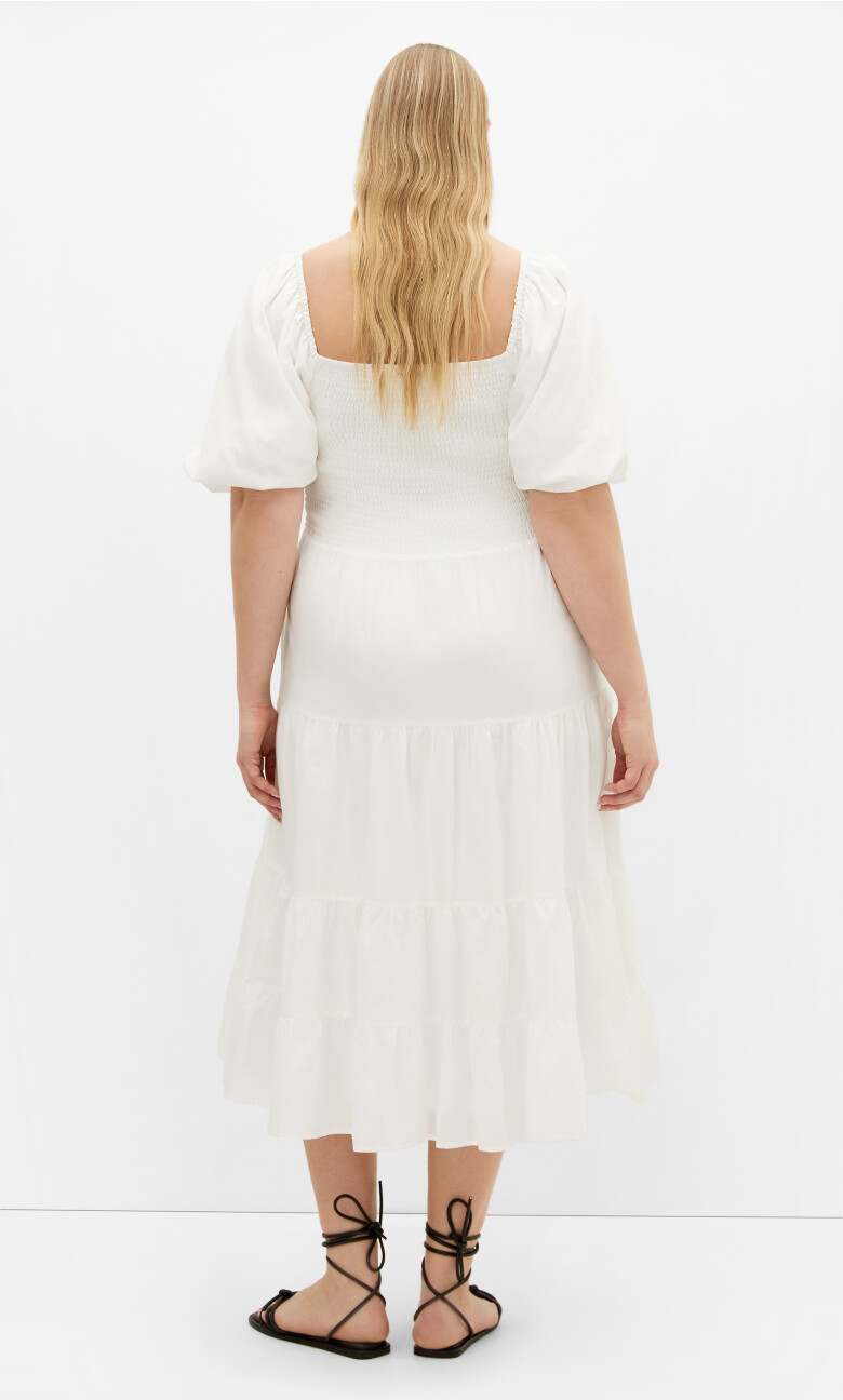 Ariella Tier Midi Dress - ivory