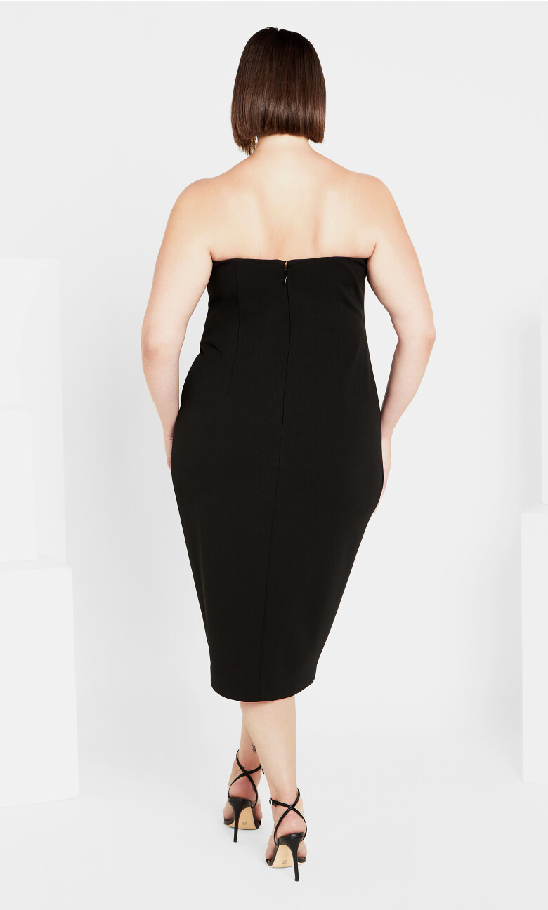Luisa Strapless V Midi Dress - black