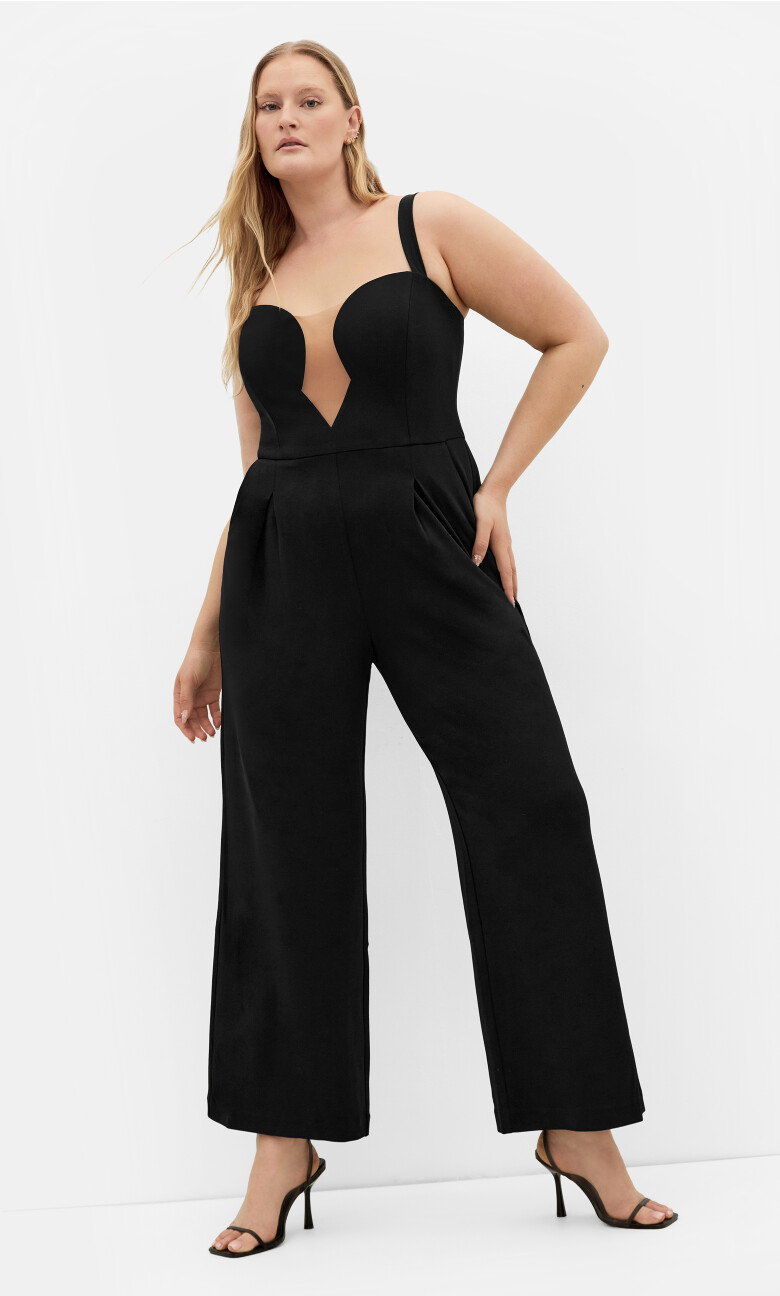 Plus Size Flaunt It Jumpsuit - black