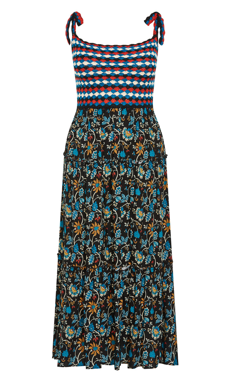 Candice Embroidered Tier Maxi Dress - black