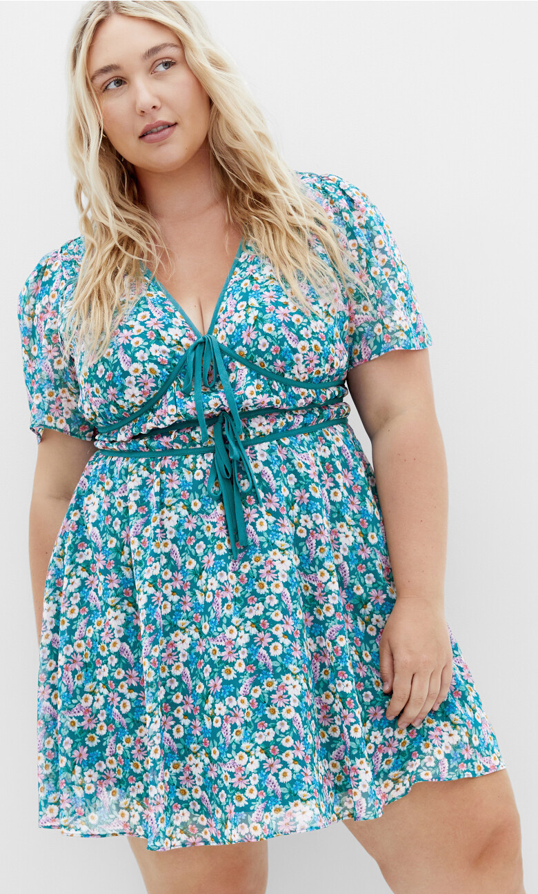 Plus Size Cara Print Dress - teal (UPDATED)