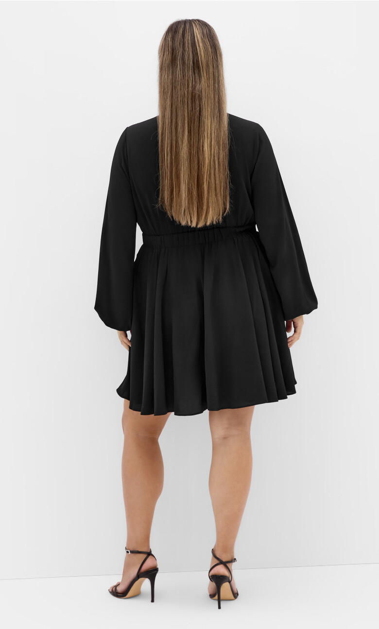 Adelyn Deep V Tie Dress - black