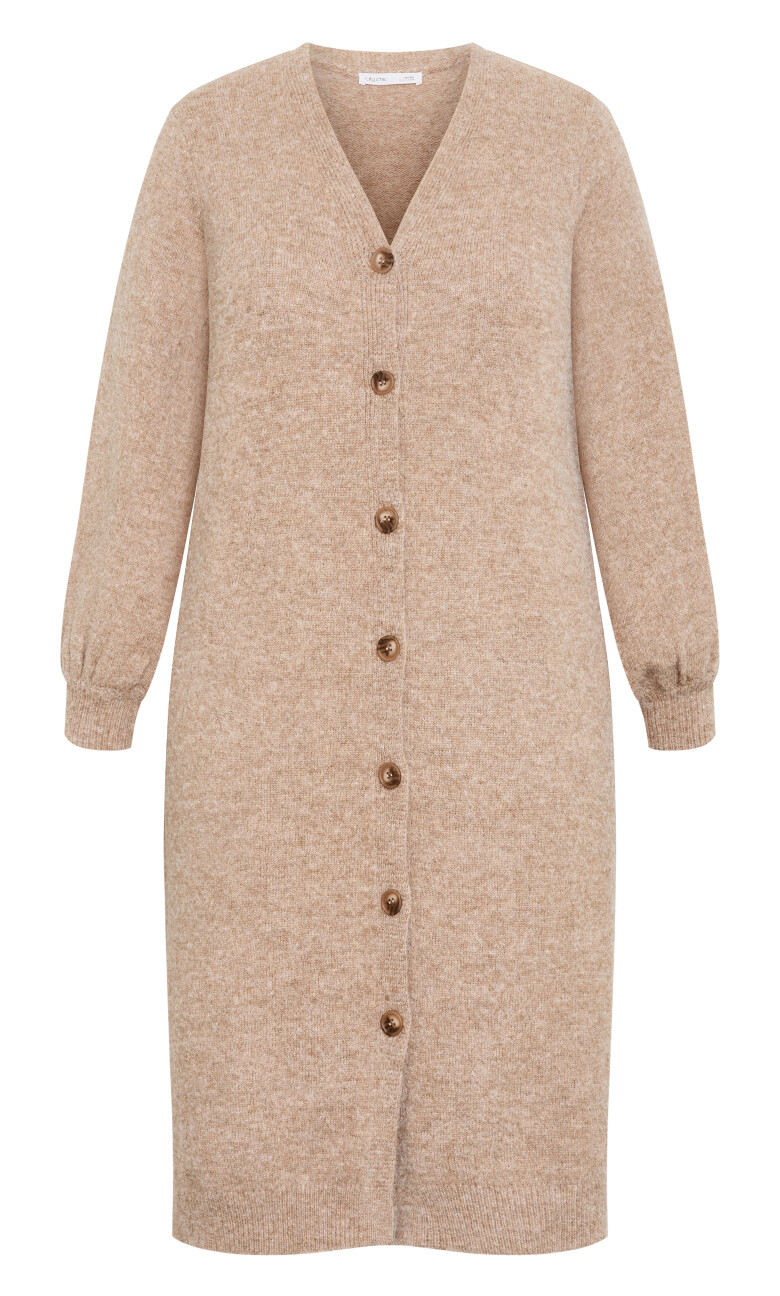 Eleni Cardigan Midi Dress - taupe marle