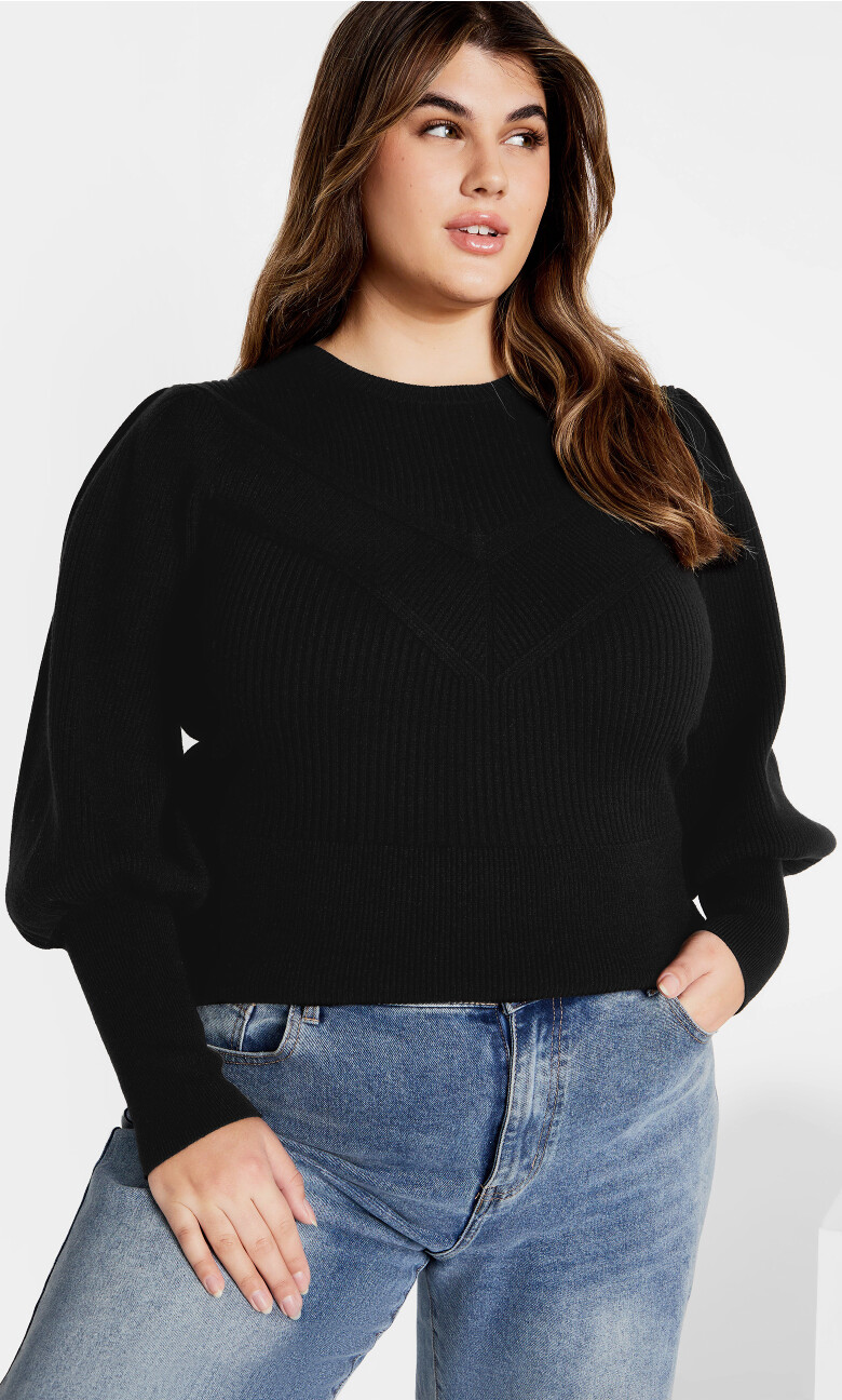 Plus Size Jojo Rib Jumper - black