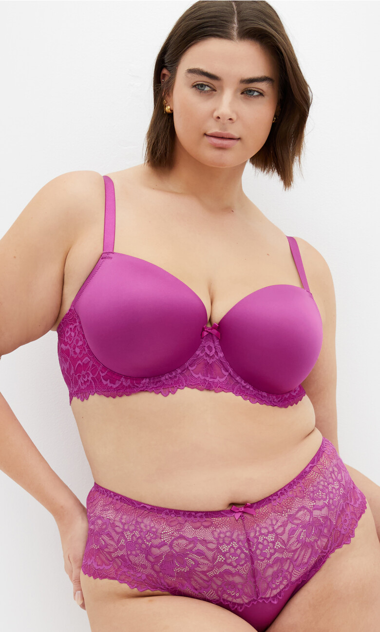 Plus Size Caitlin Lace Cheeky Panty - fuchsia