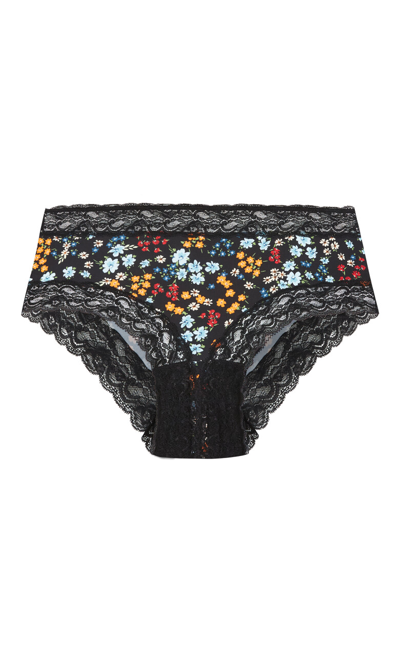 Hailey Print Cheeky Panty - black
